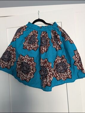 Blue Patterned A-Line Women's Skirt